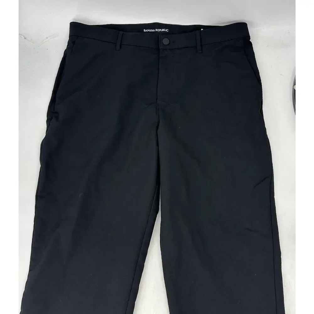 Banana Republic Side 36 Men Black Dress Pants Straight Leg 29” In Stretchy 6-3